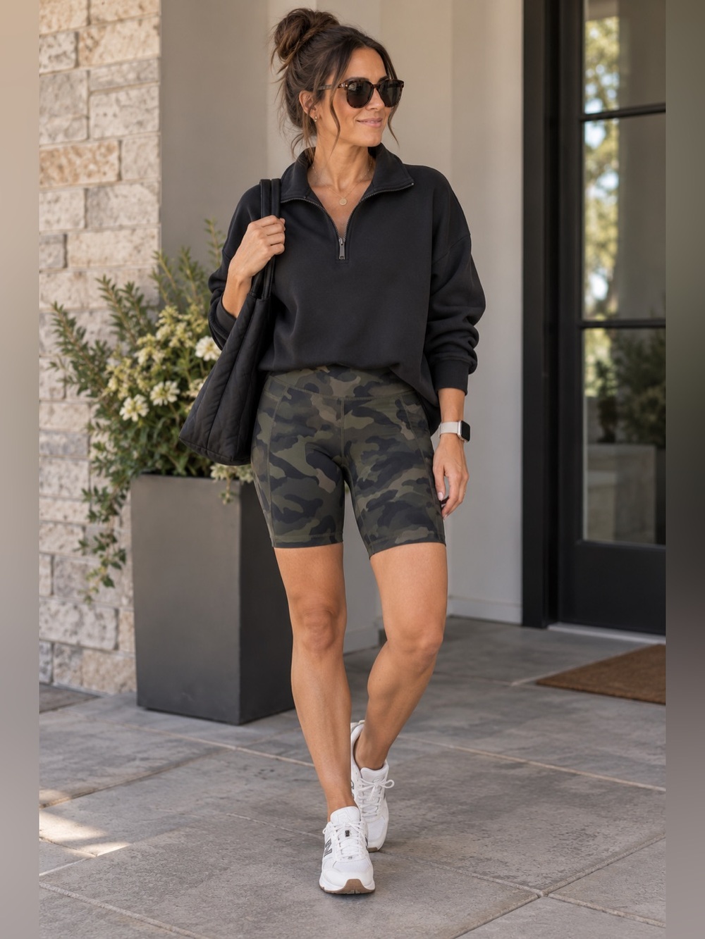 Old Navy Green Camo High-Rise Bike Shorts